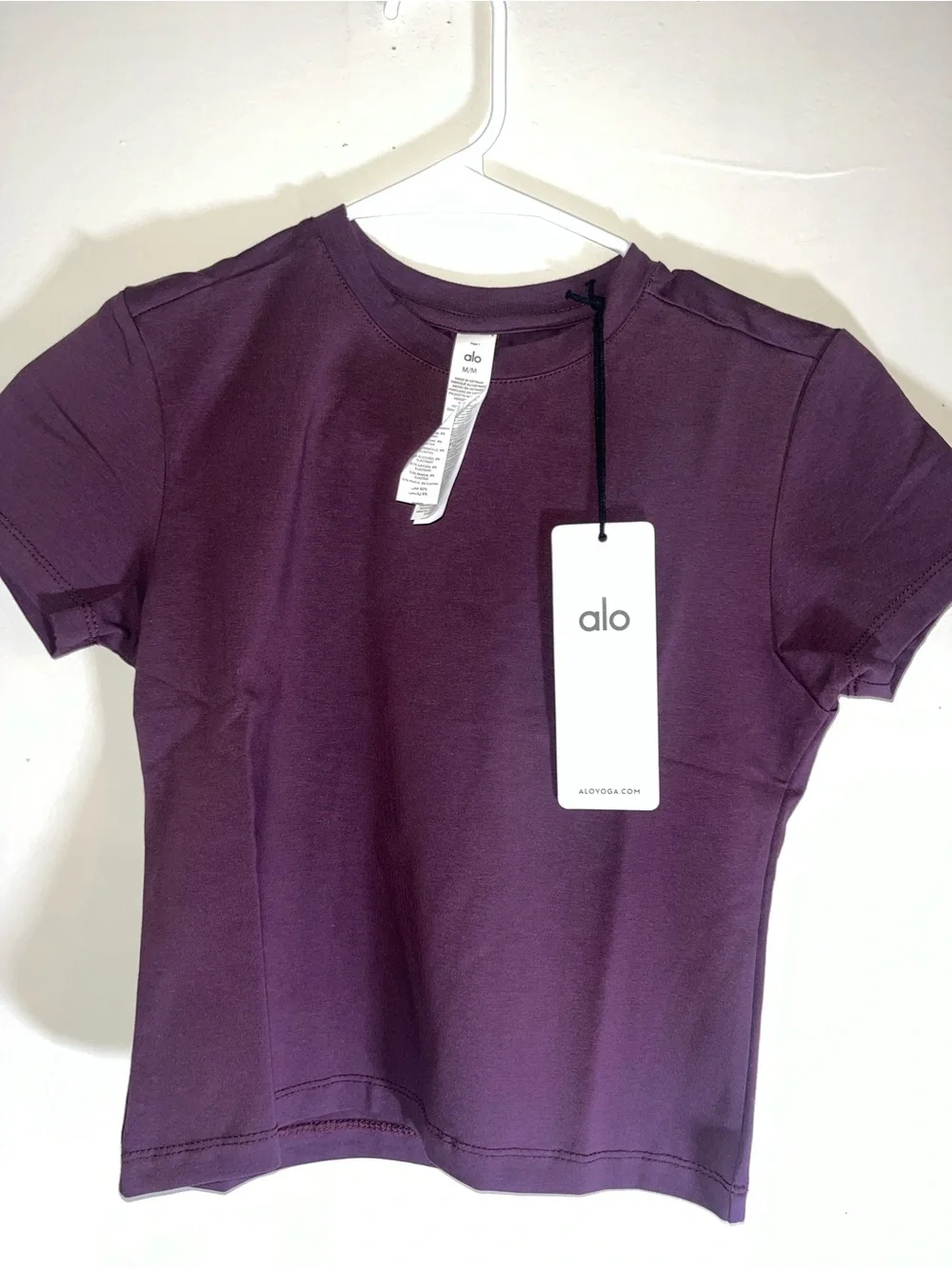 ALO Yoga Short Sleeve Crewneck Tee in Deep Plum